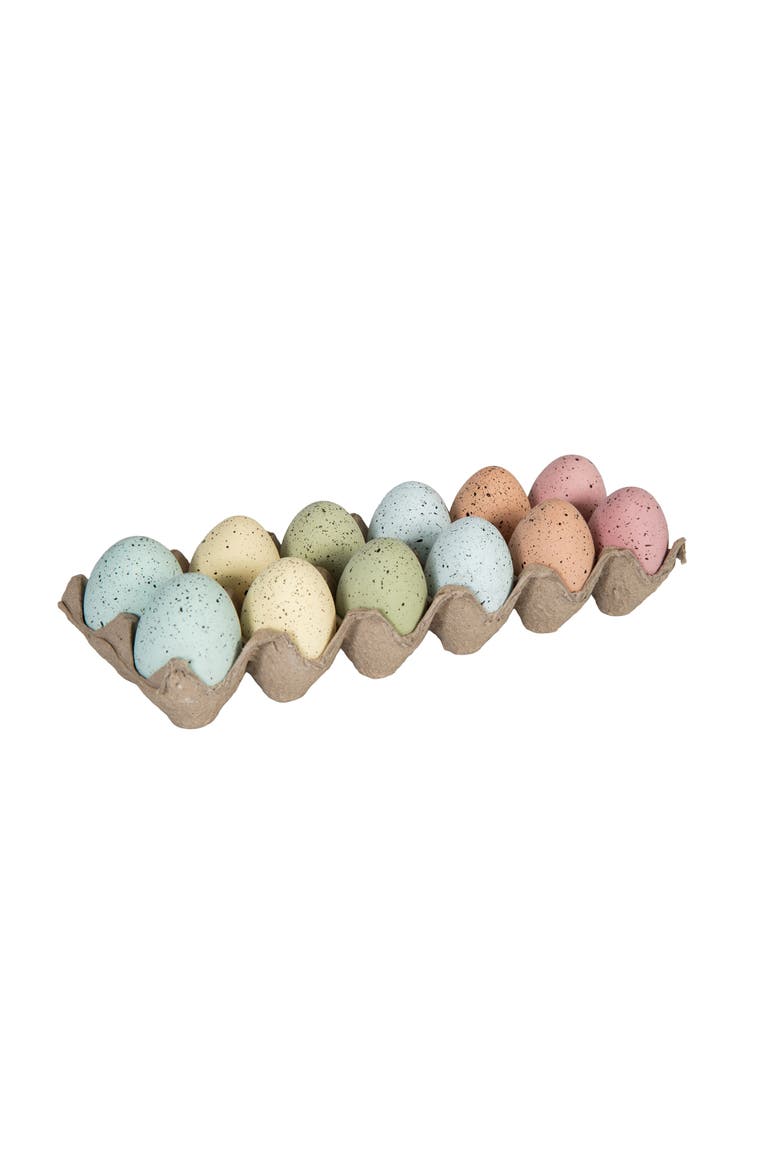 One Dozen Colored Easter Eggs Decorative Figurine 11.8", Main, color, Yellow