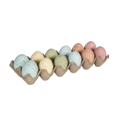 One Dozen Colored Easter Eggs Decorative Figurine 11.8"