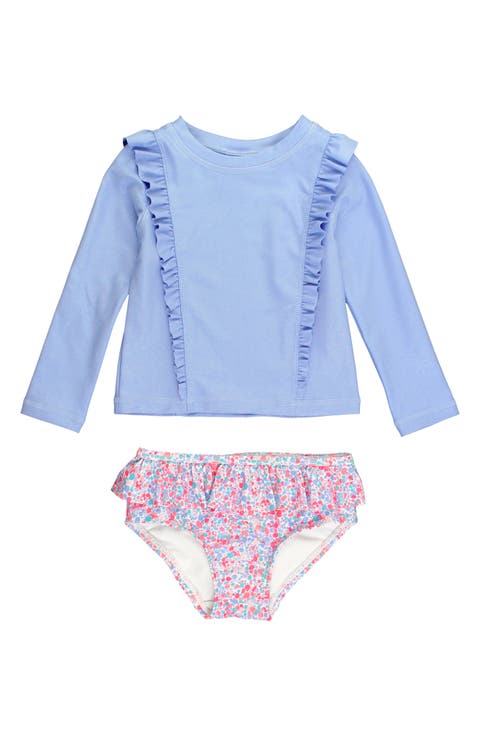 KIds Shimmer Ruffled Two-Piece Rashguard Swimsuit (Toddler & Little Kid)