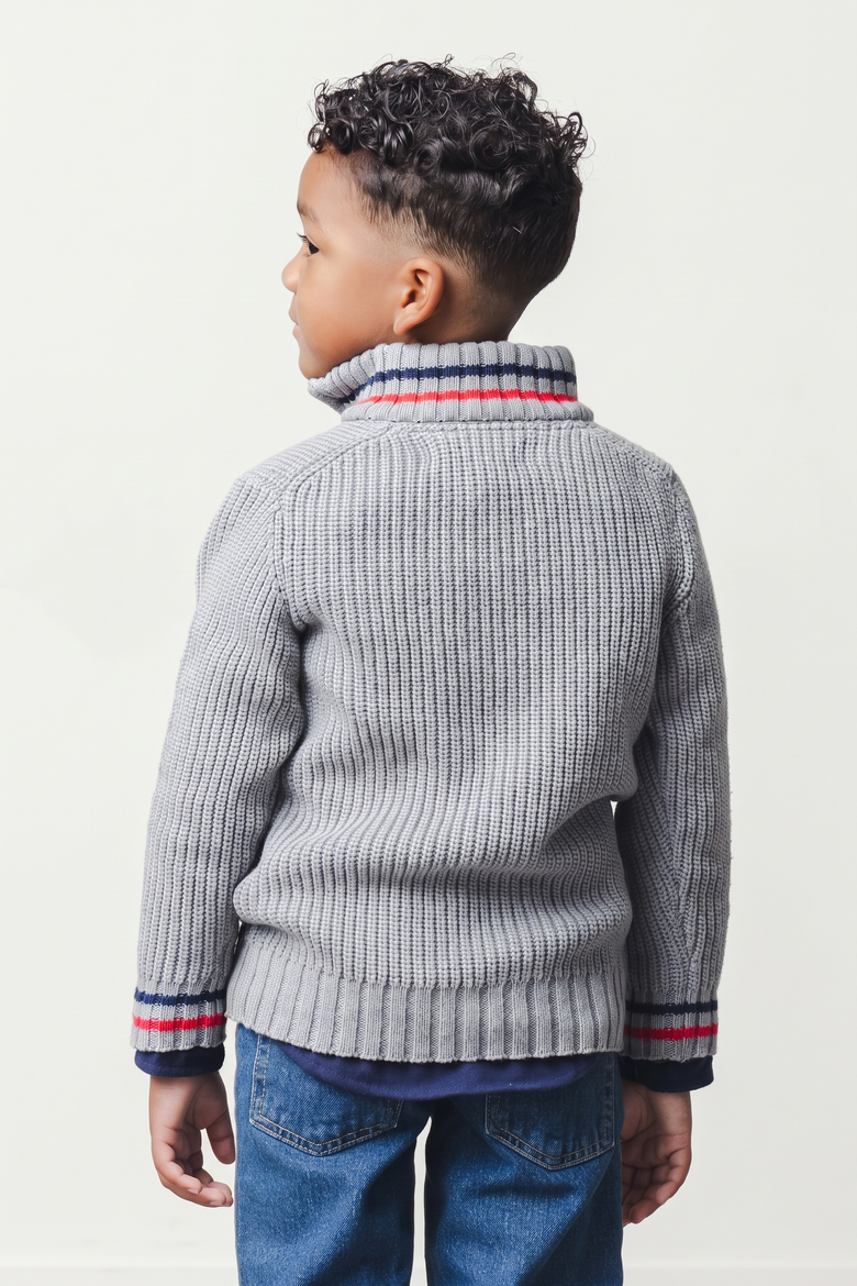 Kids' Organic Cotton Half Zip Sweater, Alternate, color, Dark Gray Heather