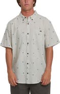 Billabong All Day Geo Jacquard Short Sleeve Cotton Blend Button-Down Shirt