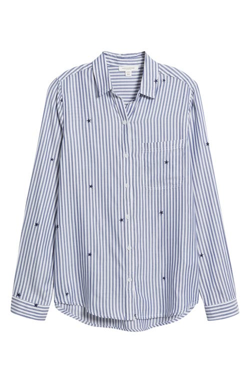BEACHLUNCHLOUNGE BEACHLUNCHLOUNGE KAYLEE HEART STRIPE LONG SLEEVE BUTTON-UP SHIRT 