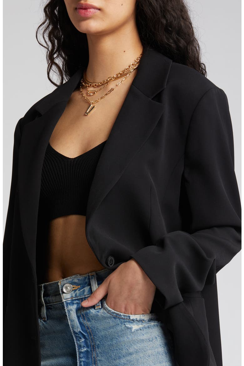 Oversize Curve Hem Blazer, Alternate, color, BLACK