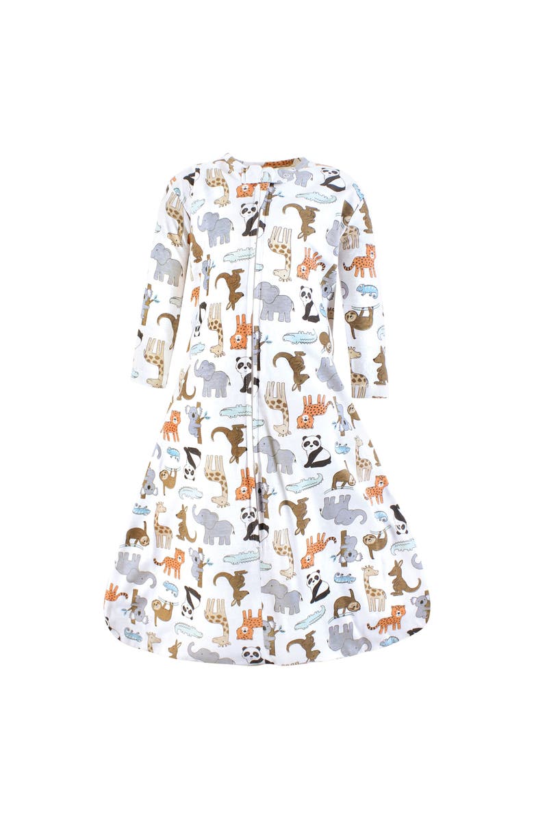 Hudson Baby Long-Sleeve Cotton Jersey Sleeping Bag, Main, color, Zoo Animals