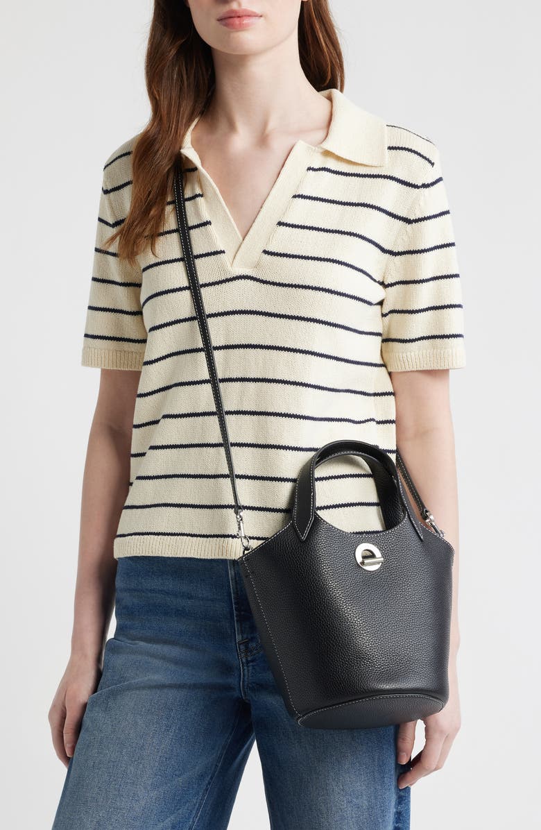 Veronica Beard Anchor Bucket Crossbody Bag, Alternate, color, Black