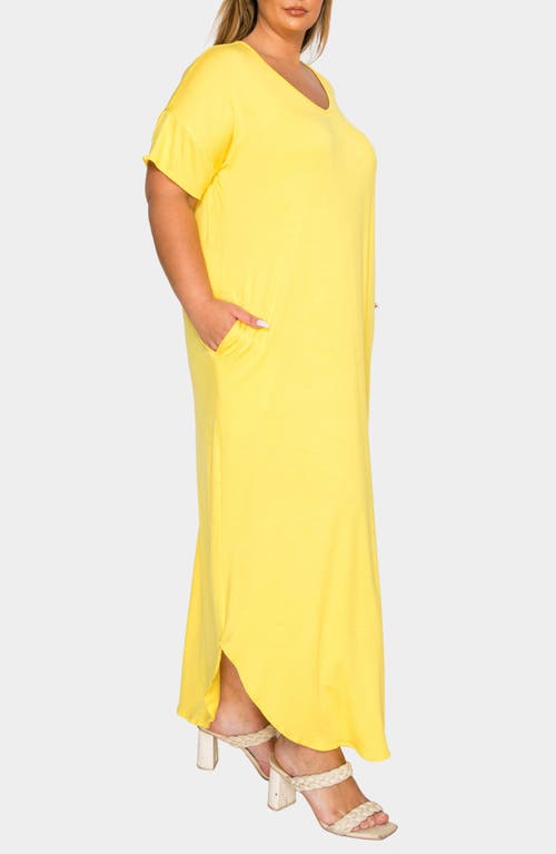 L I V D Short Sleeve Jersey Maxi Dress In Yellow
