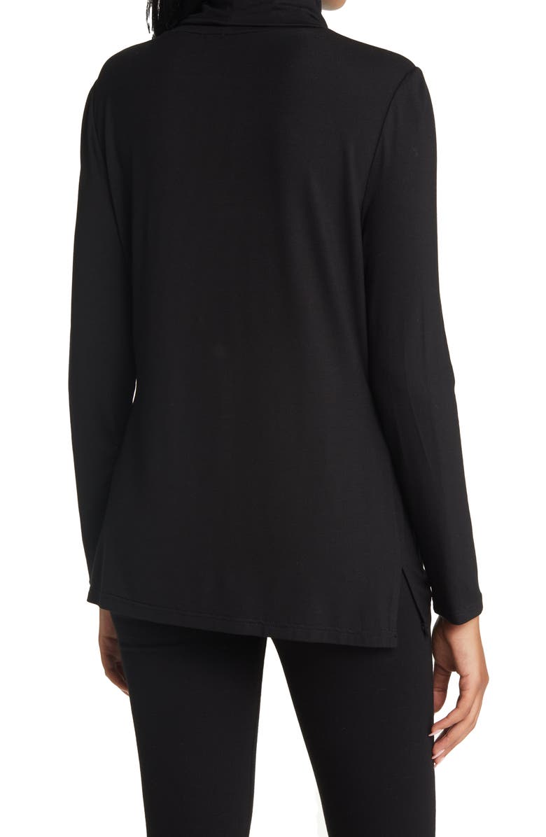 Ming Wang Turtleneck Jersey Tunic Top, Alternate, color, Black