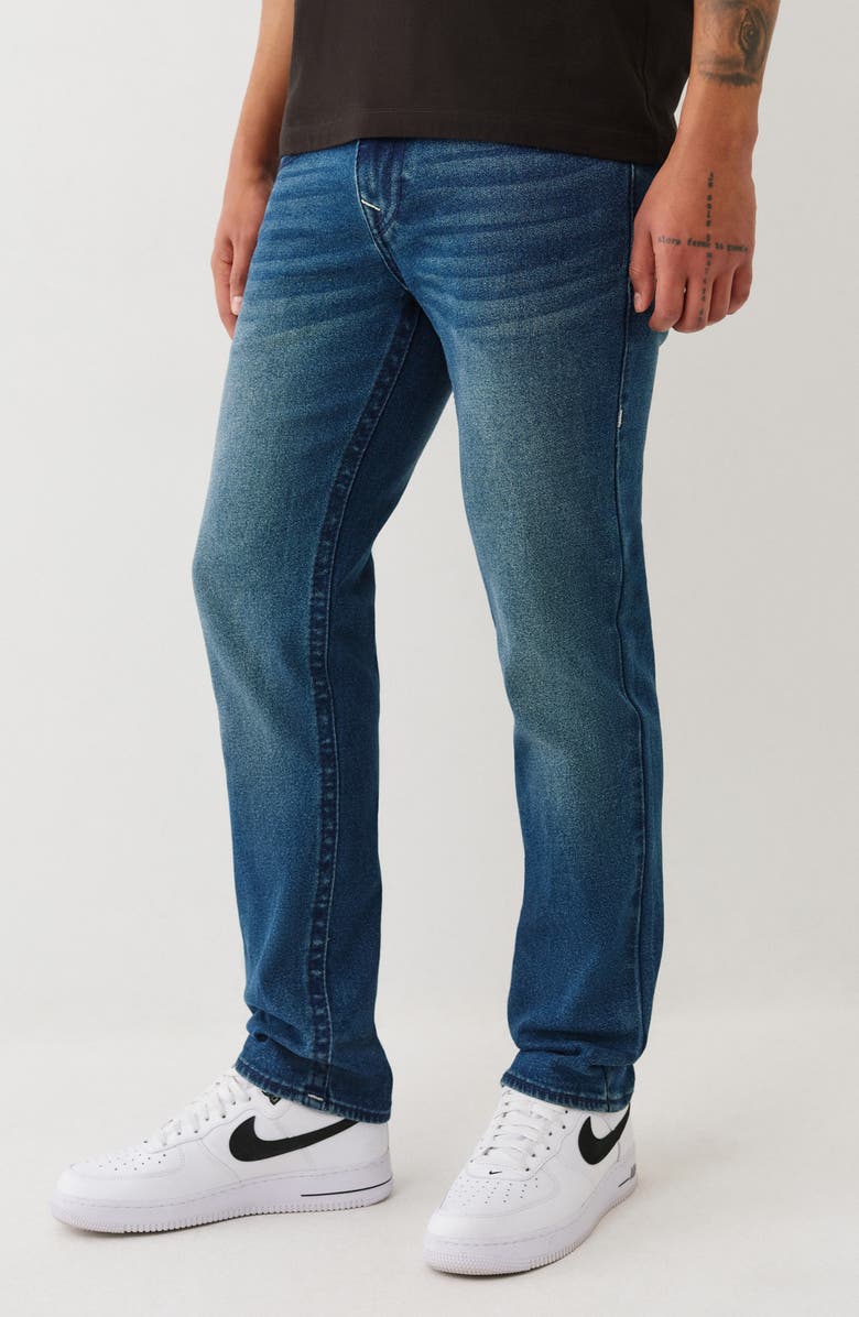 True Religion Geno Big T Flap Pocket Slim Jeans, Alternate, color, Medium Rustic Barn Wash