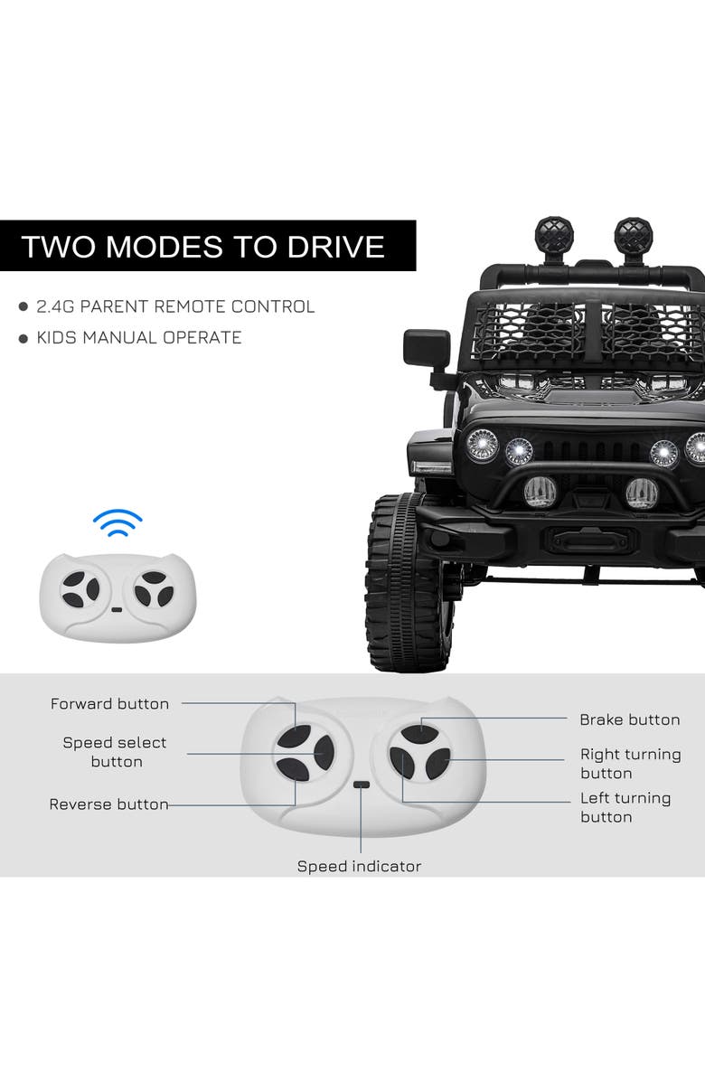 Aosom 12V Kids Off Road Ride On Truck with Remote Control, Adjustable Speed, Alternate, color, Black