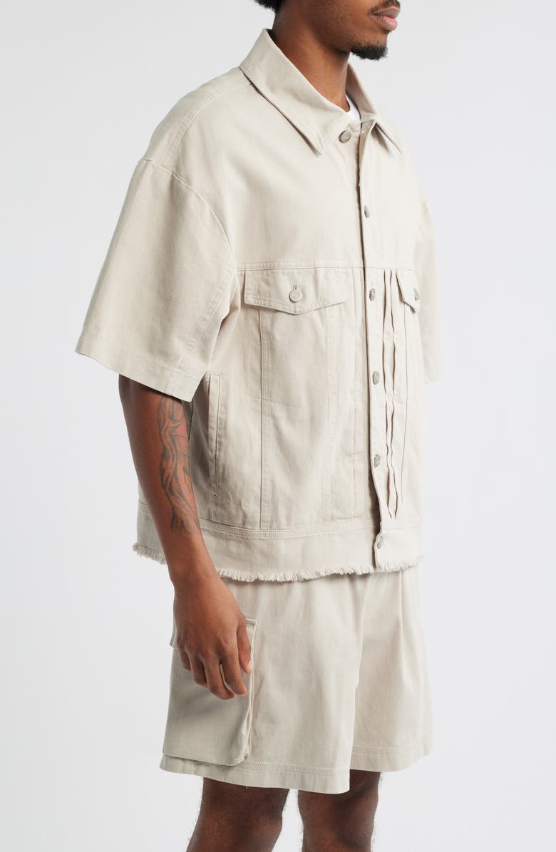 DIET STARTS MONDAY Short Sleeve Cotton Canvas Trucker Shirt Jacket, Alternate, color, 