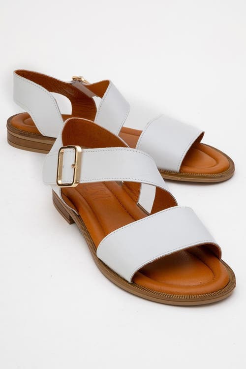 Forever & Always Shoes Majesty Leather Sandal In White