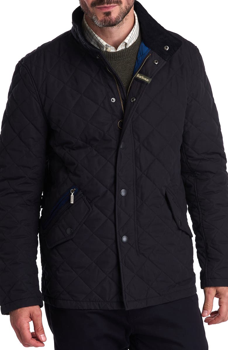 Barbour Shoveler Quilted Jacket, Main, color, Navy
