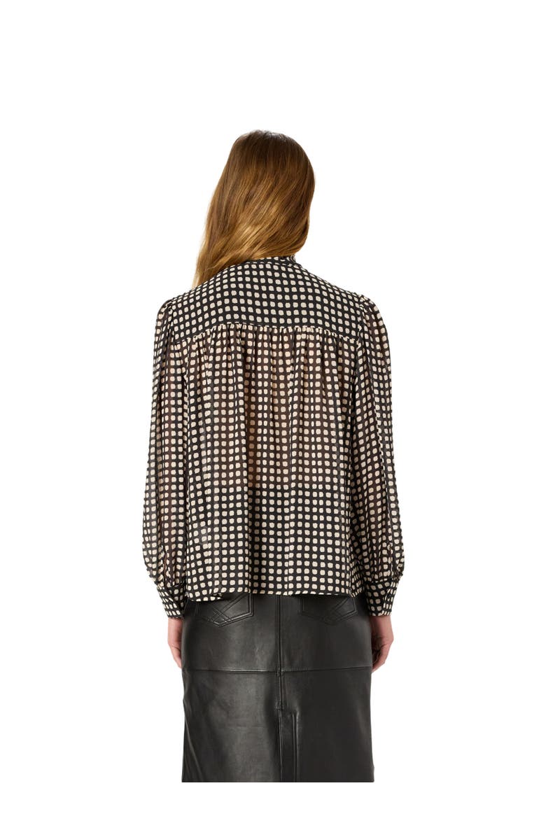 GERARD DAREL Alisha Sheer Tie Neck Printed Blouse, Alternate, color, Black