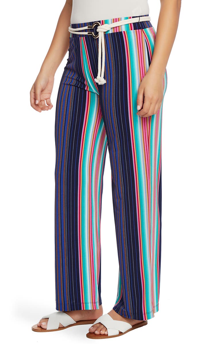 Chaus Stripe High Waist Belted Pants, Alternate, color, 