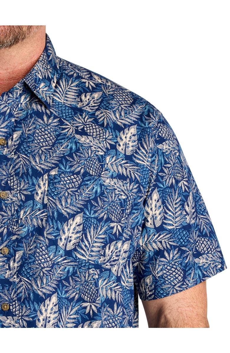 Oak Hill by DXL Big & Tall Pineapple Print Sport Shirt, Alternate, color, Blue