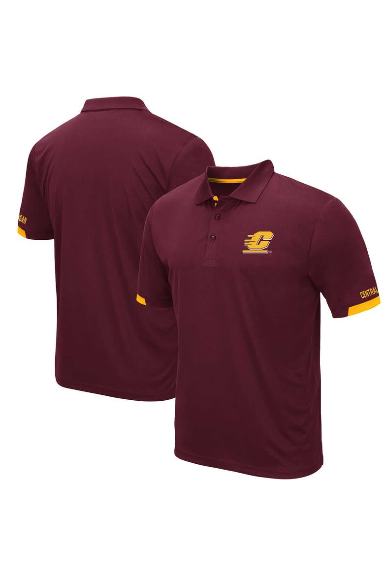 Men's Colosseum Maroon Central Michigan Chippewas Santry Lightweight Polo, Main, color, Maroon
