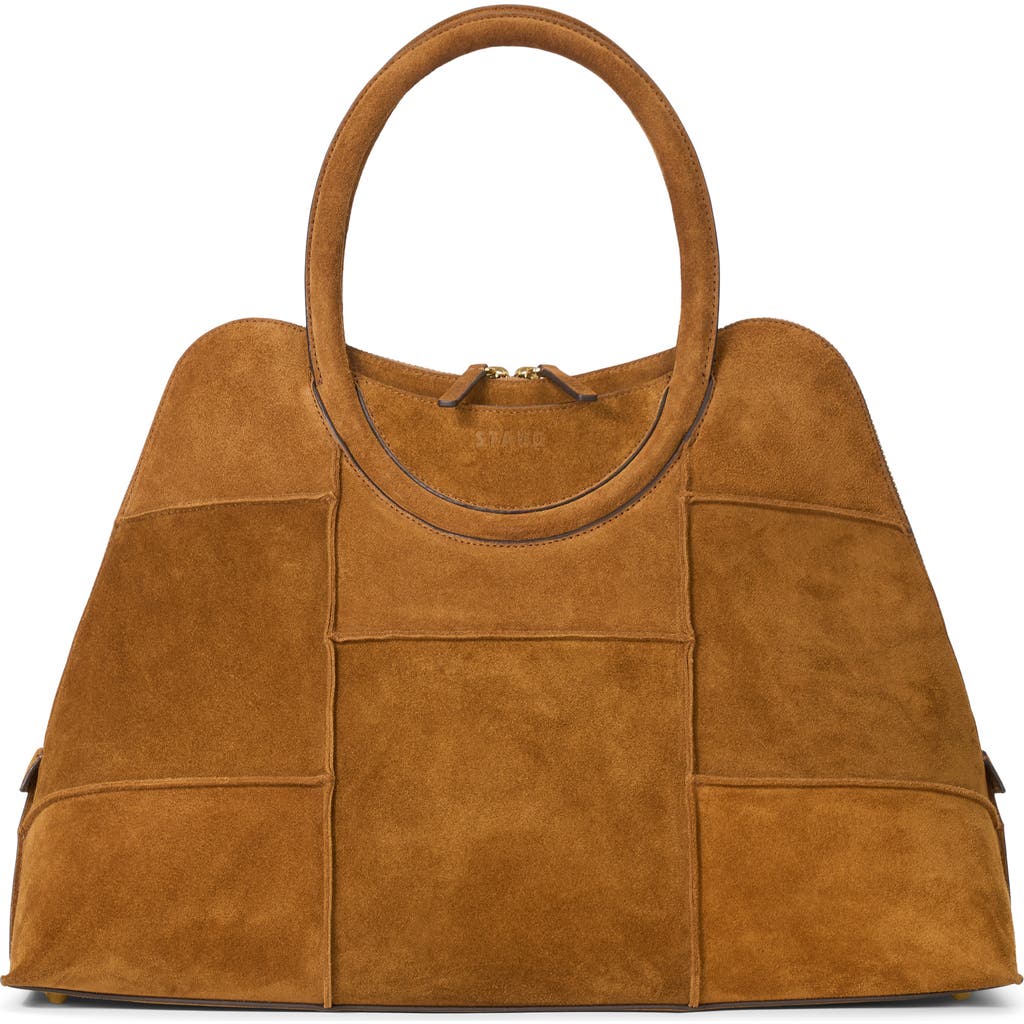 Staud Naomi Suede Satchel In Brown