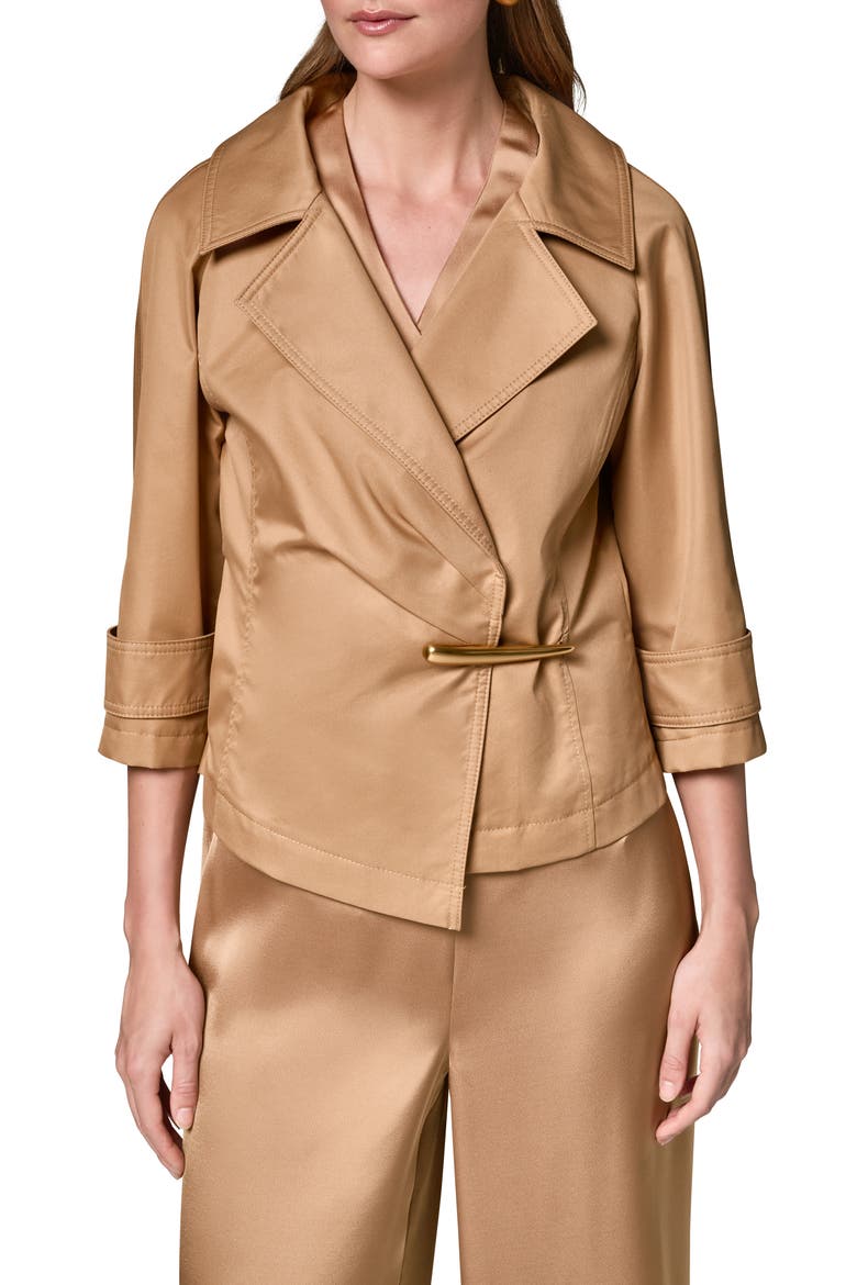 Bar Hardware Cotton Blend Jacket, Main, color, FAWN