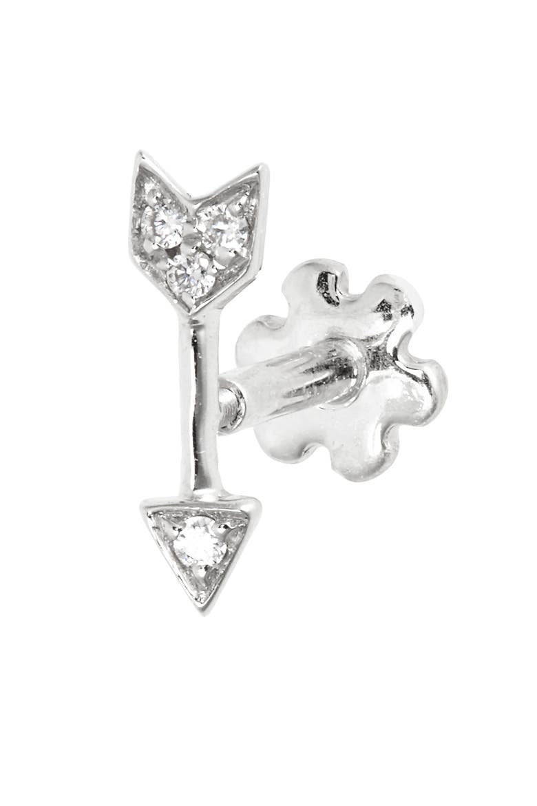 Diamond Arrow Single Stud Earring, Alternate, color, Z/DNUWHITE GOLD