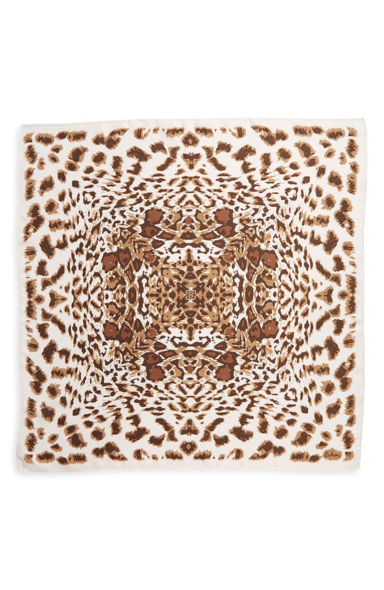Echo Leopard Square Silk Scarf, Alternate, color,