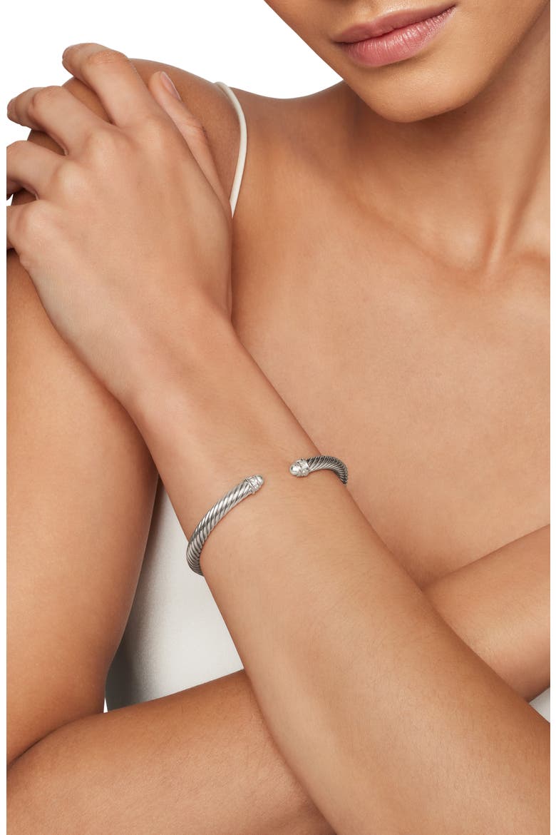 Classic Cable Bracelet in Sterling Silver with Diamonds, 5mm, Alternate, color, SILVER PAVE