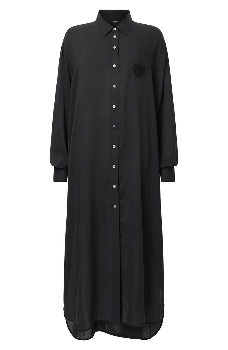 AllSaints Ezra Long Sleeve High-Low Maxi Shirtdress, Alternate, color, 