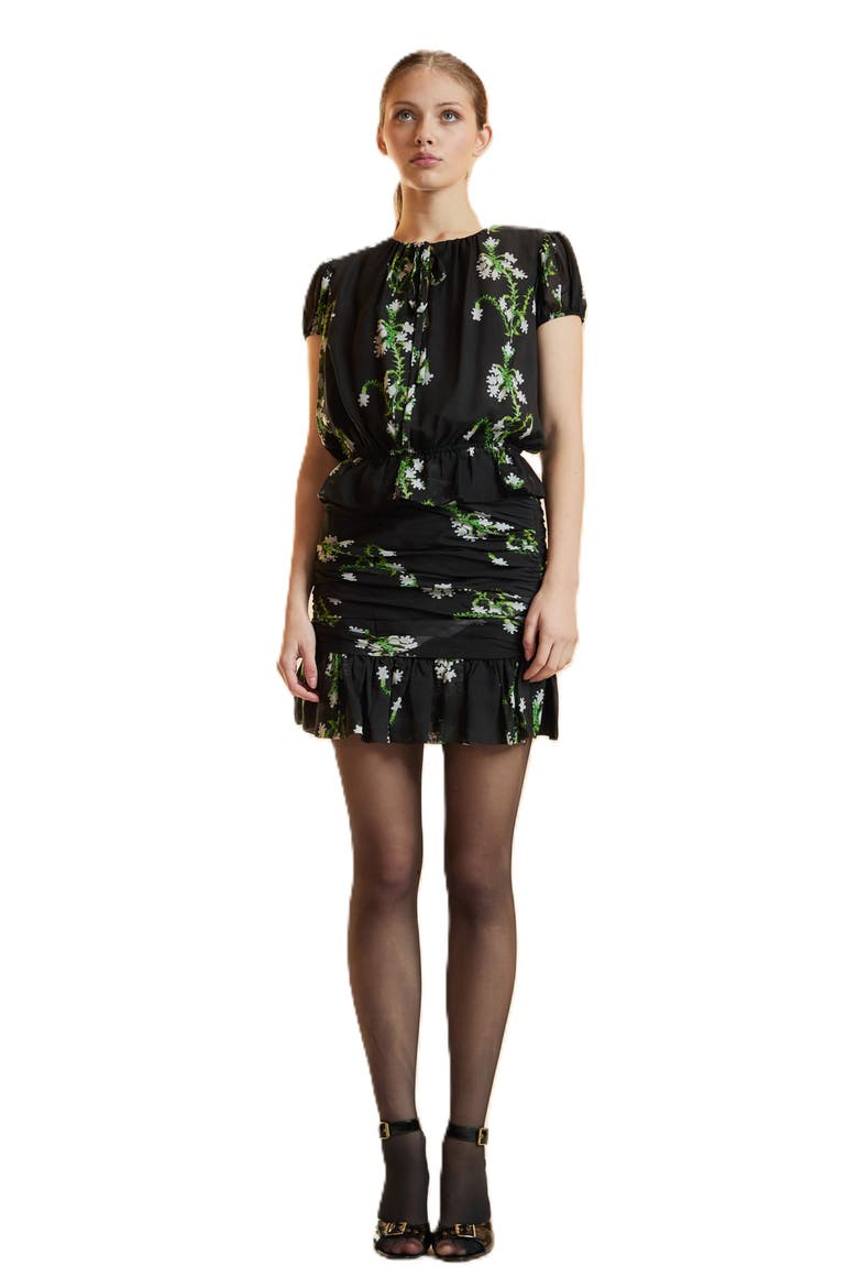 Silk Mini Skirt, Main, color, Black Vine Floral