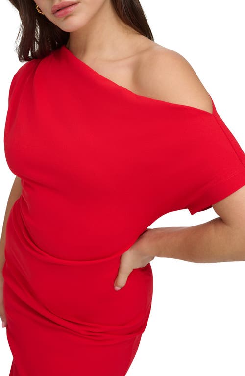 Siena One-shoulder Crepe Scuba Sheath Dress In Red