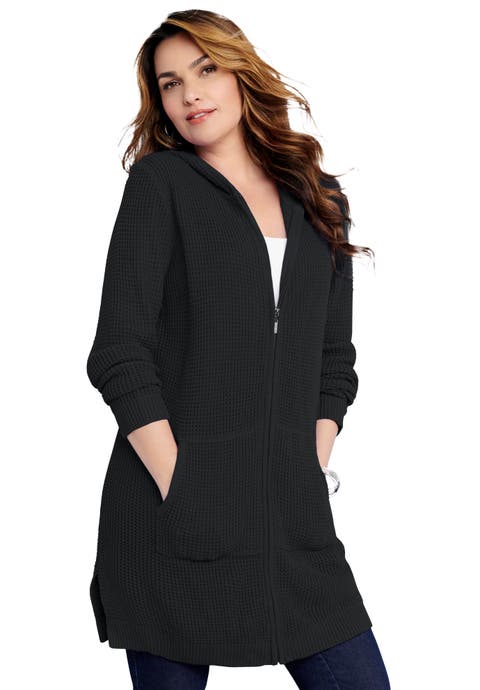 Waffle Mega Length Zip Hoodie (Plus)