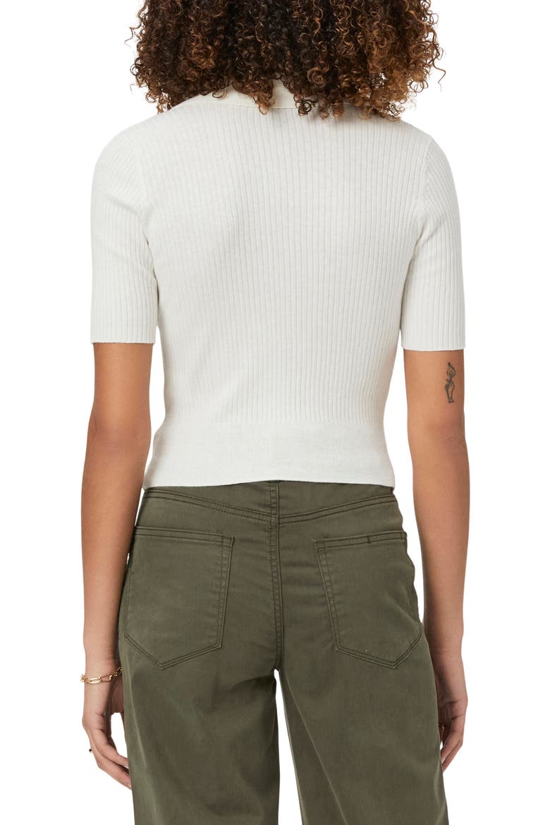 Lianne Short Sleeve Cotton Blend Polo Sweater, Alternate, color, IVORY