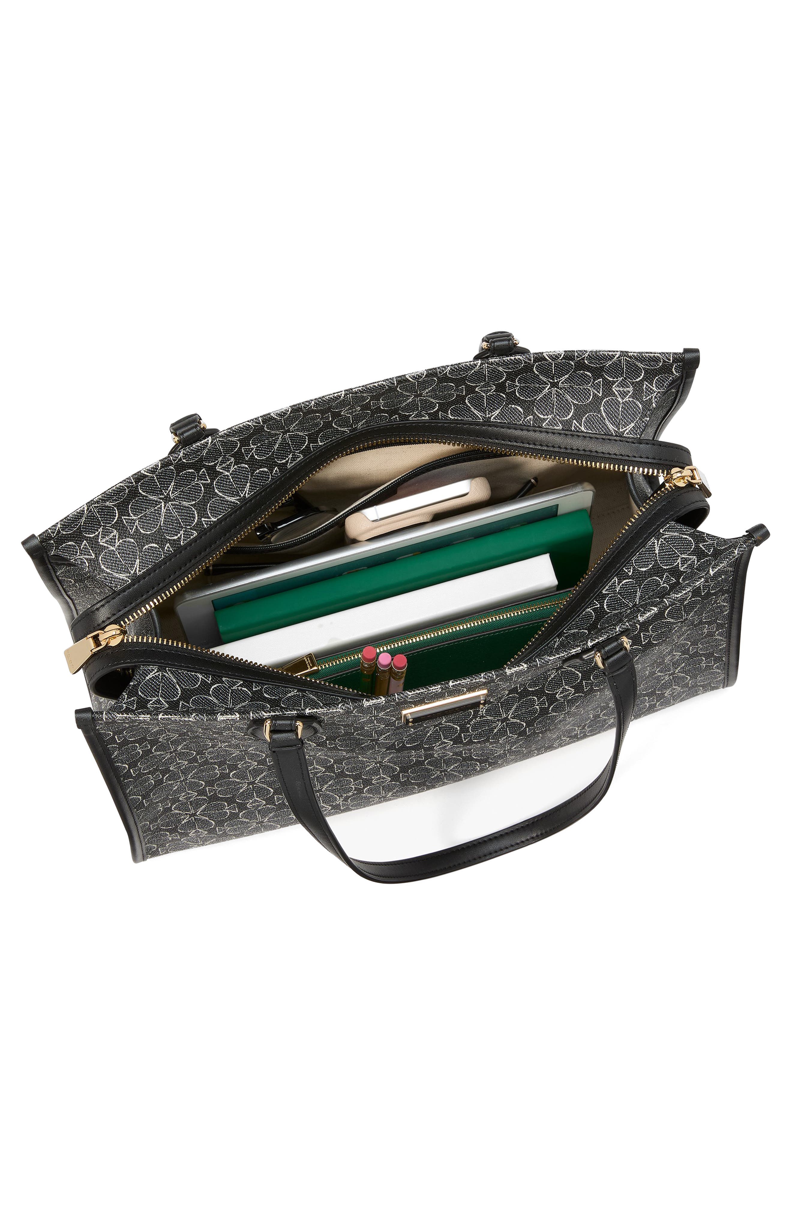 large spade floral coated canvas tote, Alternate, color, BLACK MULTI