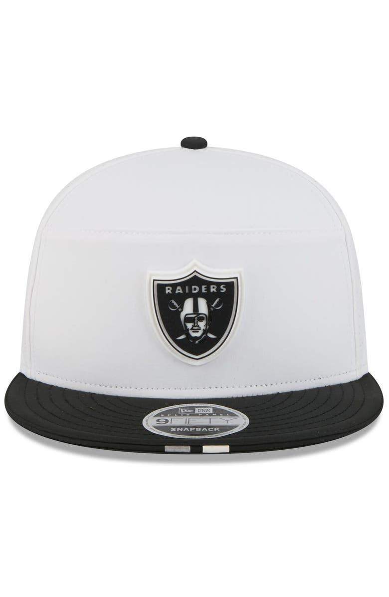 New Era Men's New Era White/Black Las Vegas Raiders 2025 NFL Training Camp Split Panel 9FIFTY Snapback Hat, Alternate, color, White