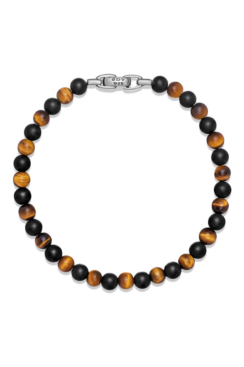 Men's Alternating Stone Beaded Bracelet, Alternate, color, SILVER