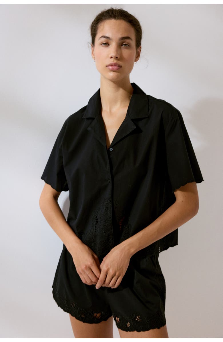 H&M Broderie Anglaise Pyjamas, Alternate, color, Black