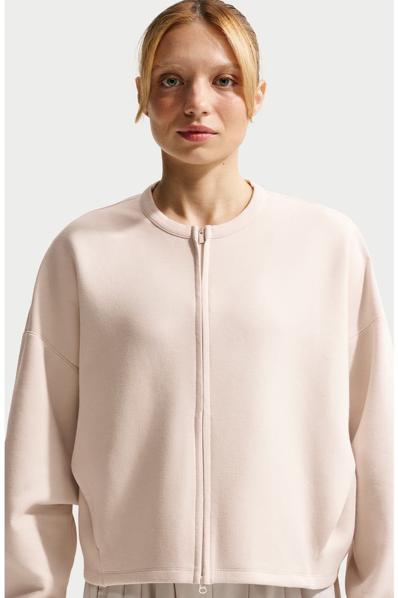 Dri-FIT Oversized Crew-Neck Full-Zip Top, Alternate, color, 104 LIGHT OREWOOD BROWN