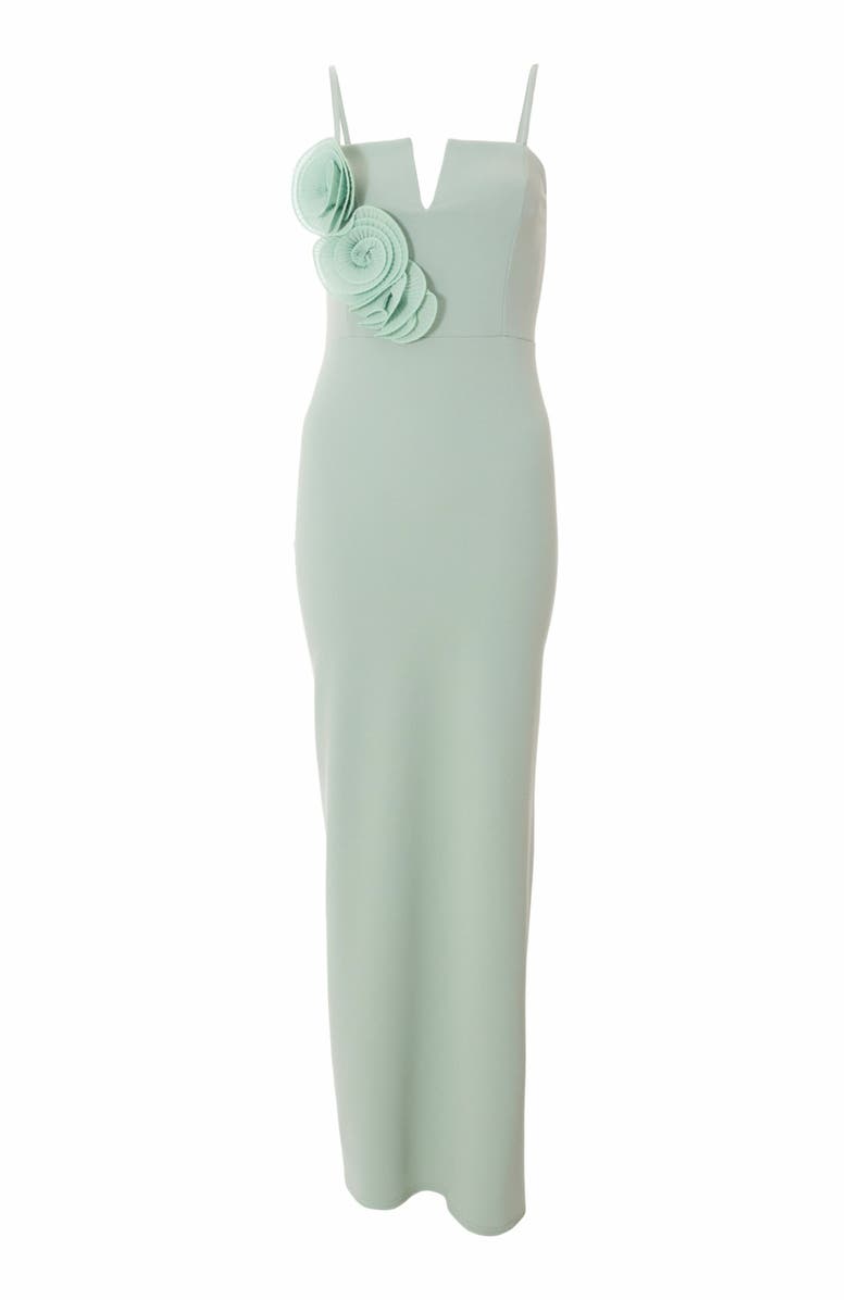 QUIZ Scuba Crepe Maxi Dress with 3D Applique Detail, Alternate, color, 