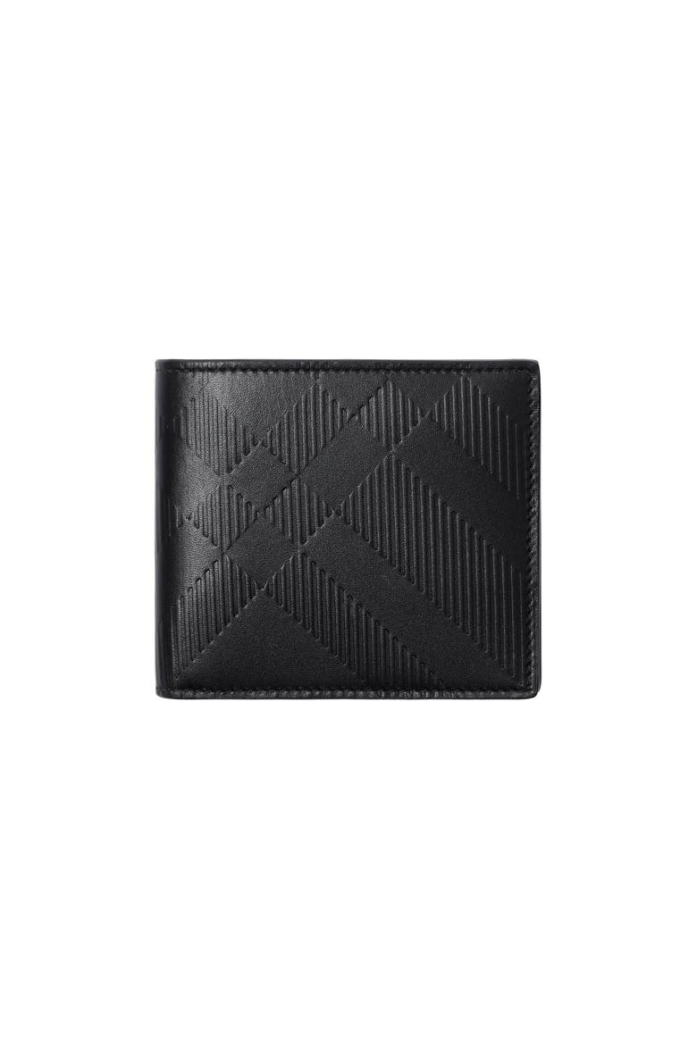 Embossed Check Bifold Wallet, Main, color, Black