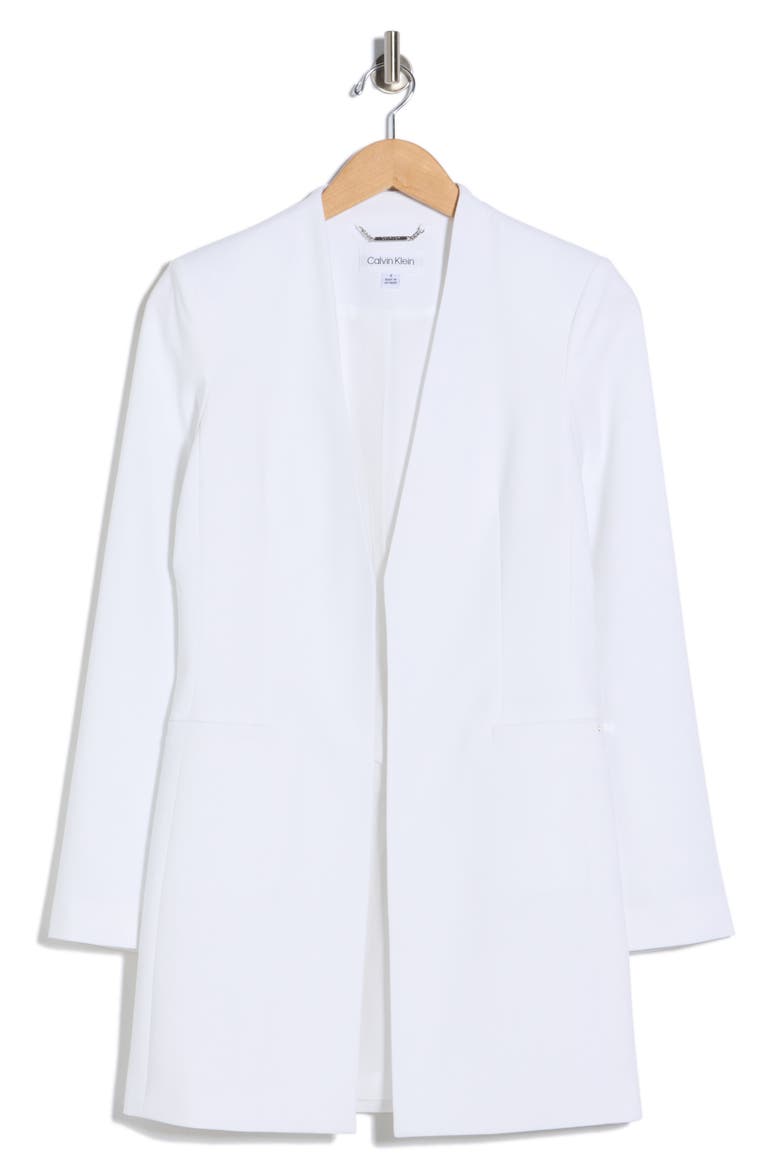 Open Front Roll Sleeve Blazer, Alternate, color, WHITE