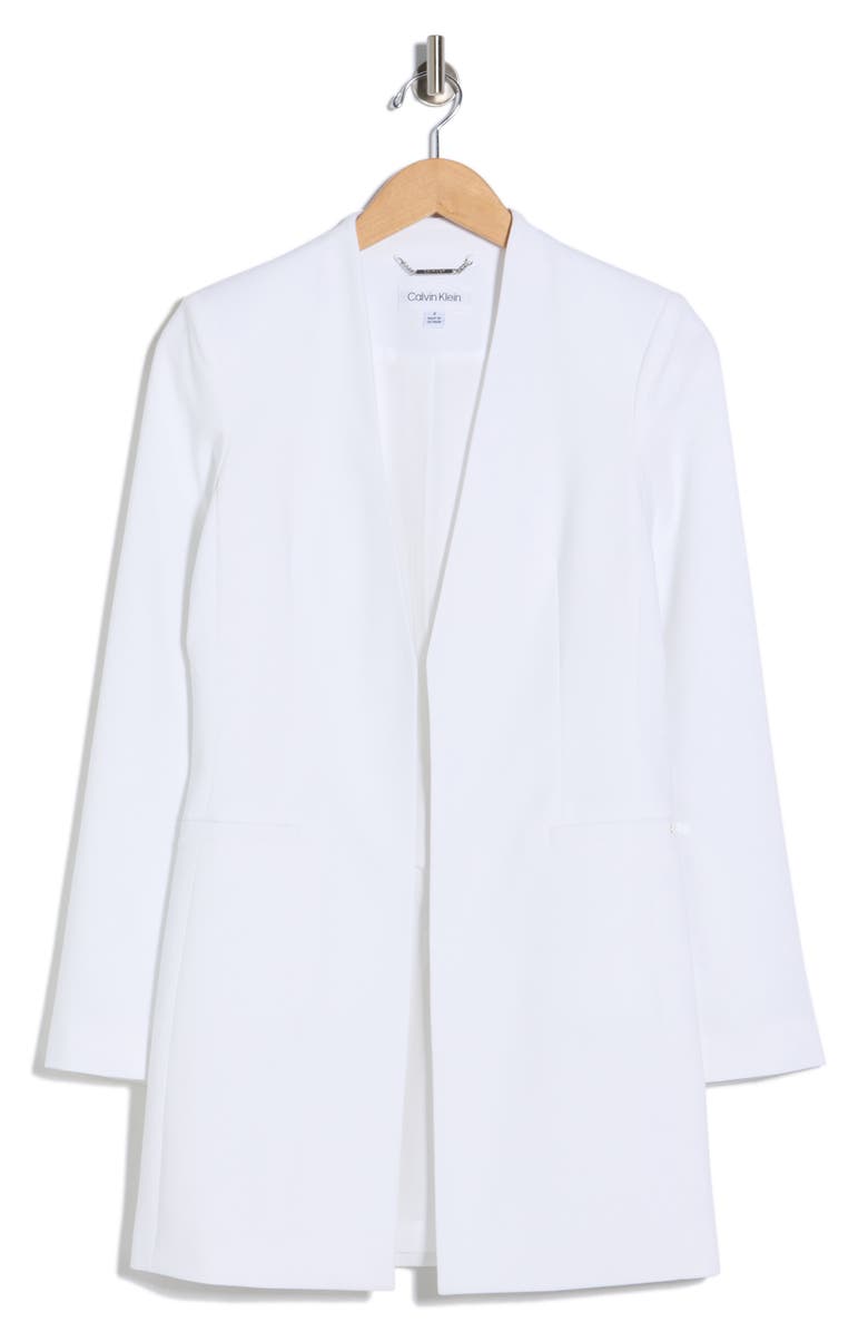 Calvin Klein Open Front Roll Sleeve Blazer, Main, color, White