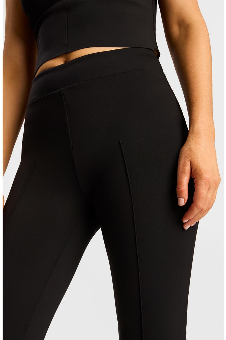CEO Neoprene Pintuck Crop Pants, Alternate, color, BLACK
