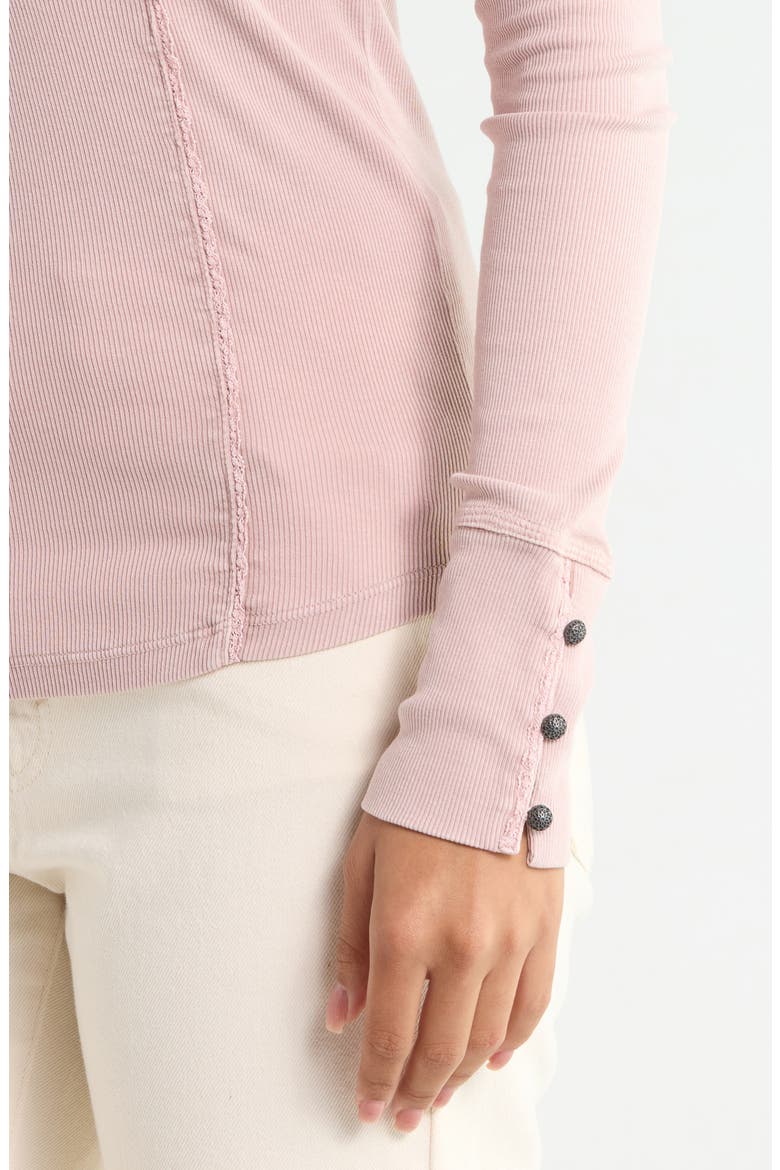 Floral Appliqué Cotton Henley Top, Alternate, color, PINK OVERDYE