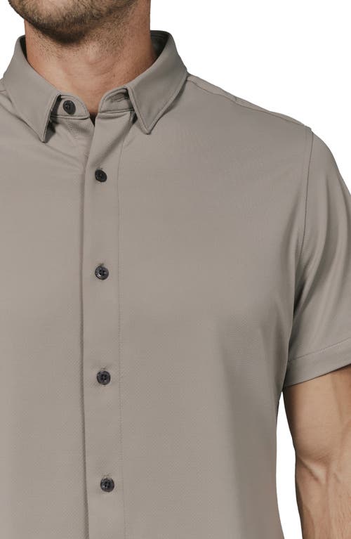7 Diamonds Owen Solid Short Sleeve Performance Button-up Shirt In Gray