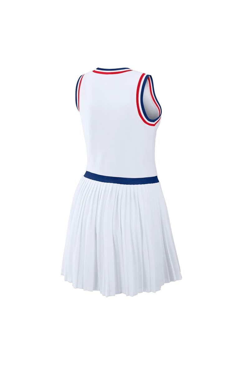 Women's WEAR by Erin Andrews White Chicago Cubs Zip-Front Pleated Tri-Blend Scoop Neck Tank Dress, Alternate, color, White