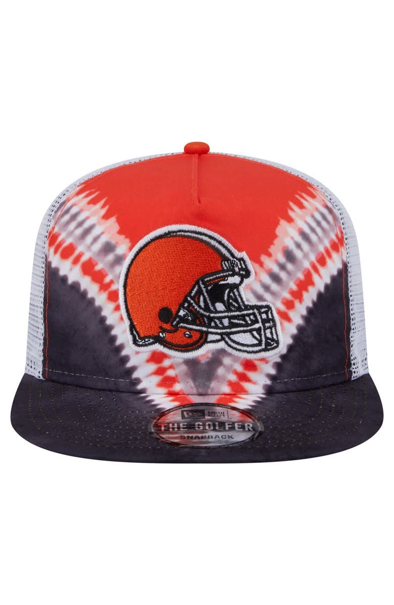 New Era Men's New Era Orange/Black Cleveland Browns Throwback Dye Golfer Snapback Hat, Alternate, color,