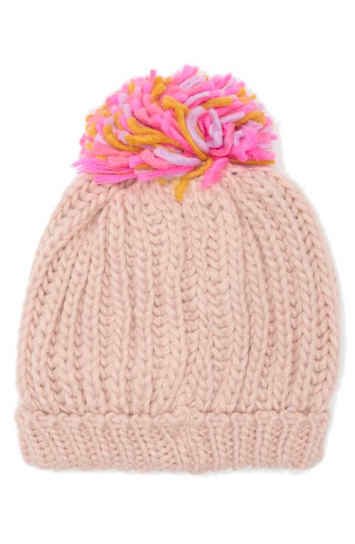 Capelli New York Pompom Knit Cap & Mittens Set In Pink Combo