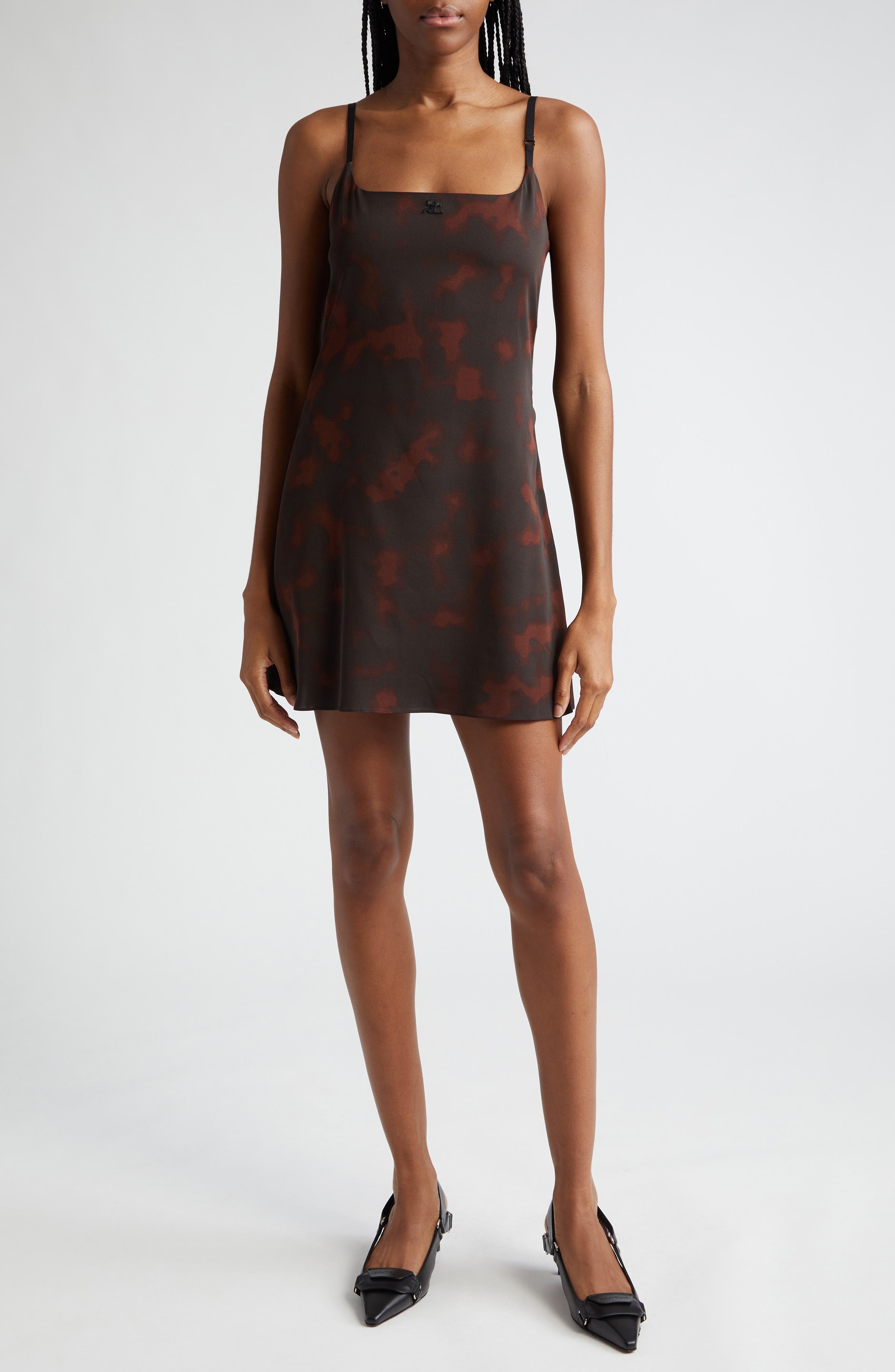Courrèges Tortoiseshell Print Logo Square Neck Minidress (Women ...