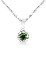 Haus of Brilliance Silver 1/3 Cttw Treated Color Diamond Solitaire 18" Milgrain Pendant Necklace