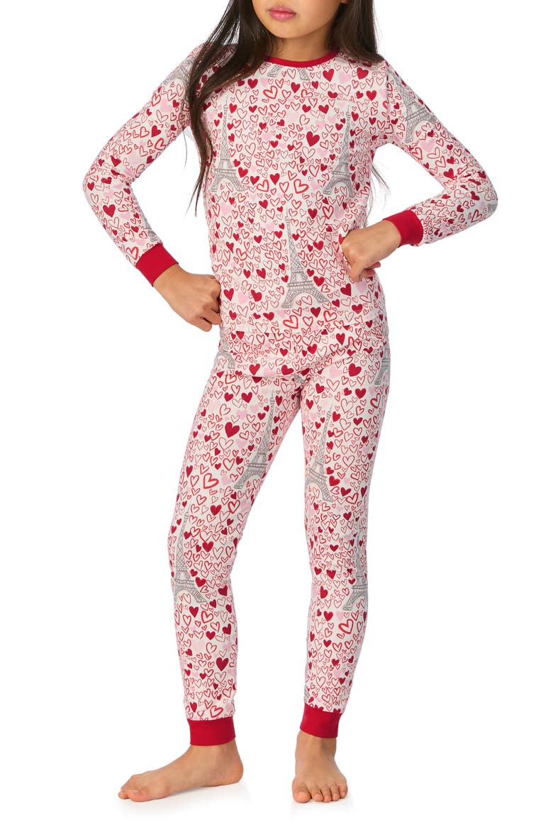 Kids' Fitted Cotton Two-Piece Pajamas, Alternate, color, PARIS JE TAIME