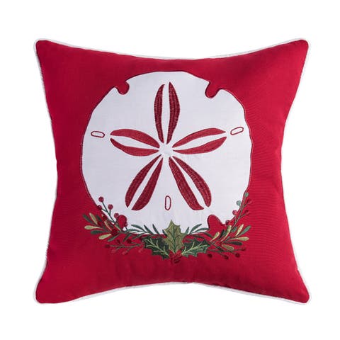 Sea Life Sand Dollar Christmas Throw Pillow, 18" x 18"