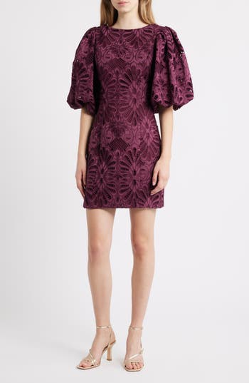 Ciebon Kesia Embroidered Paisley Minidress In Purple